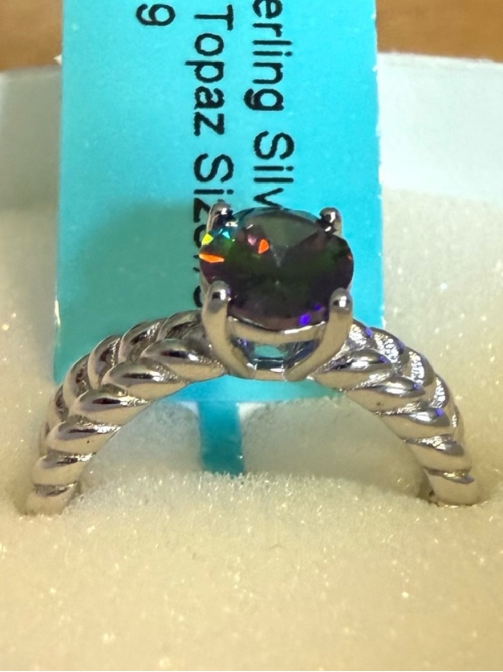 Genuine Oval Mystic Topaz Ring 925 Sterling Silver Size 5 Solitaire $499 MSRP